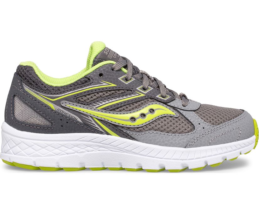 Saucony Cohesion 14 Lace Kids' Sneakers Grey / Yellow | Canada 844SGLO